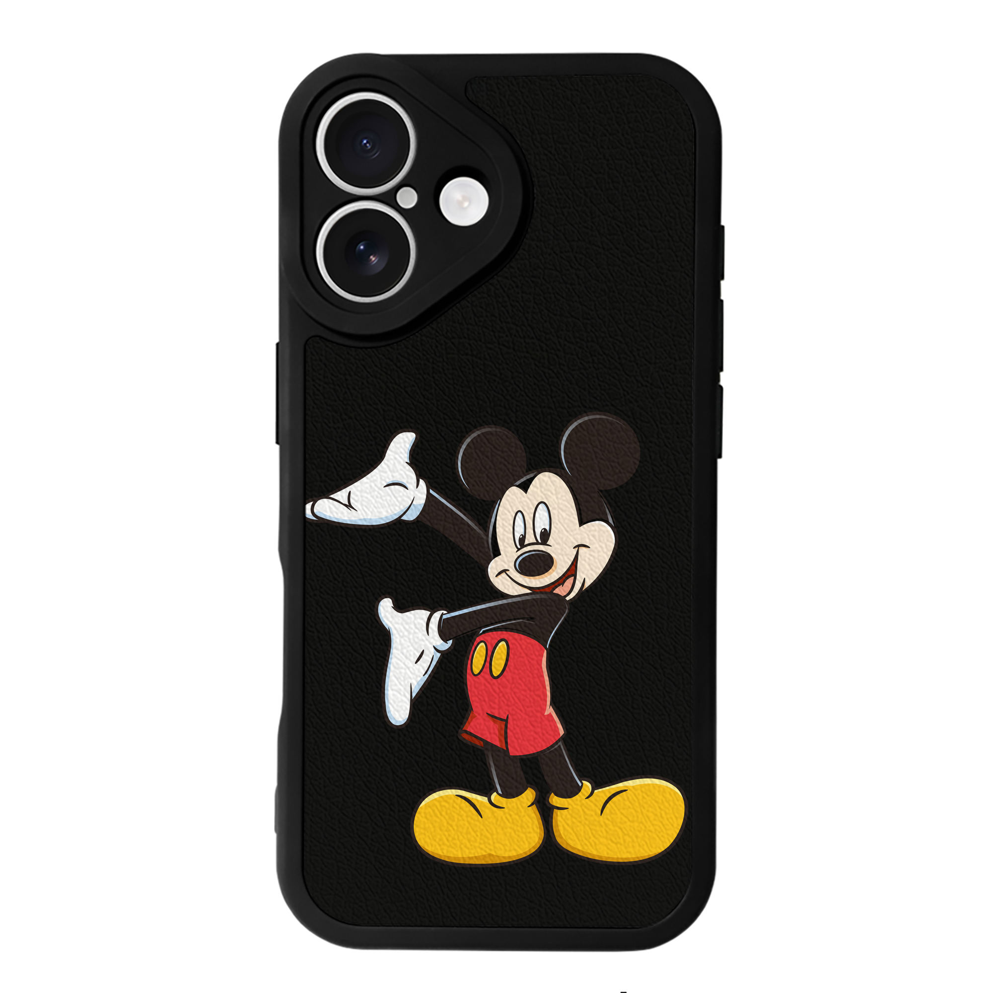 （画像用） ミッキーマウス Mickey Mouse 【iPhone 16シリーズ対応】シリコンスマホケース（レザー調） 材質：シリコン